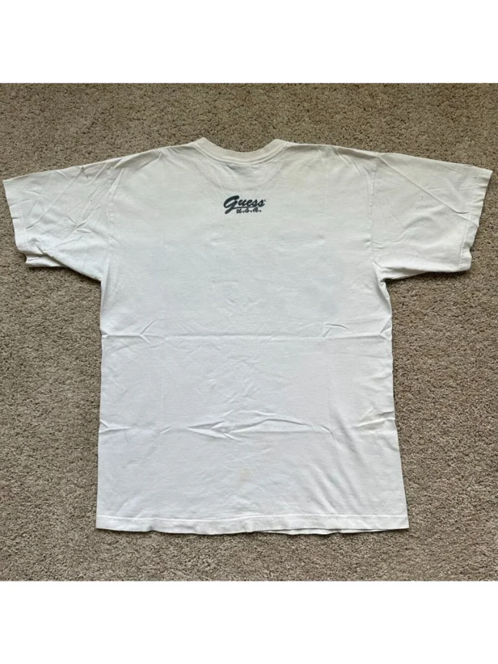 Vintage 90s Guess USA Script T-Shirt White M Spell Out Hip Hop Streetwear Skater - Picture 6 of 7